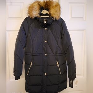 Guess black jacket Size L new medium long!